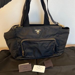 MINT condition crossbody Prada diaper/travel bag with gold hardware